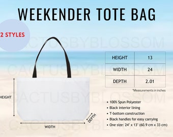 2 Size Chart Weekender Tote Bag mockup Etsy tool Polyester Tote Bag Size Chart Etsy mockup weekend bag printify mock etsy new seller listing