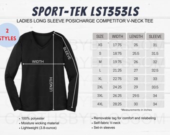 Semi-editable Sport Tek LST353 Size Chart + Color Chart • Sport