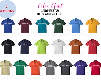 2 kleurenkaart Sport-Tek ST650-mockup Etsy-tool heren sportpoloshirt voor Etsy mock-up listing 19 polokleurenmodel nieuw etsy-verkoper printify