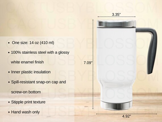 2 Size Chart Stainless Steel Travel Mug With Handle 14oz Mockup Chart  Sizing Chart AOP Listing Tool Size 14 Etsy POD Tumbler Printify Seller -  Etsy