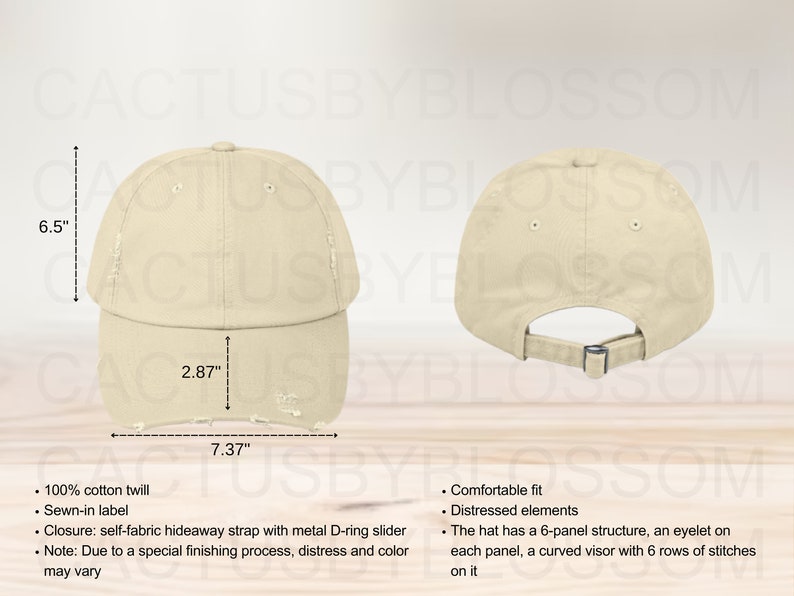 2 Size Chart Unisex Distressed Cap District DT600 mockup Size Chart Etsy POD mock up Printify AOP Cap Hat mockup Lid etsy new seller listing image 2