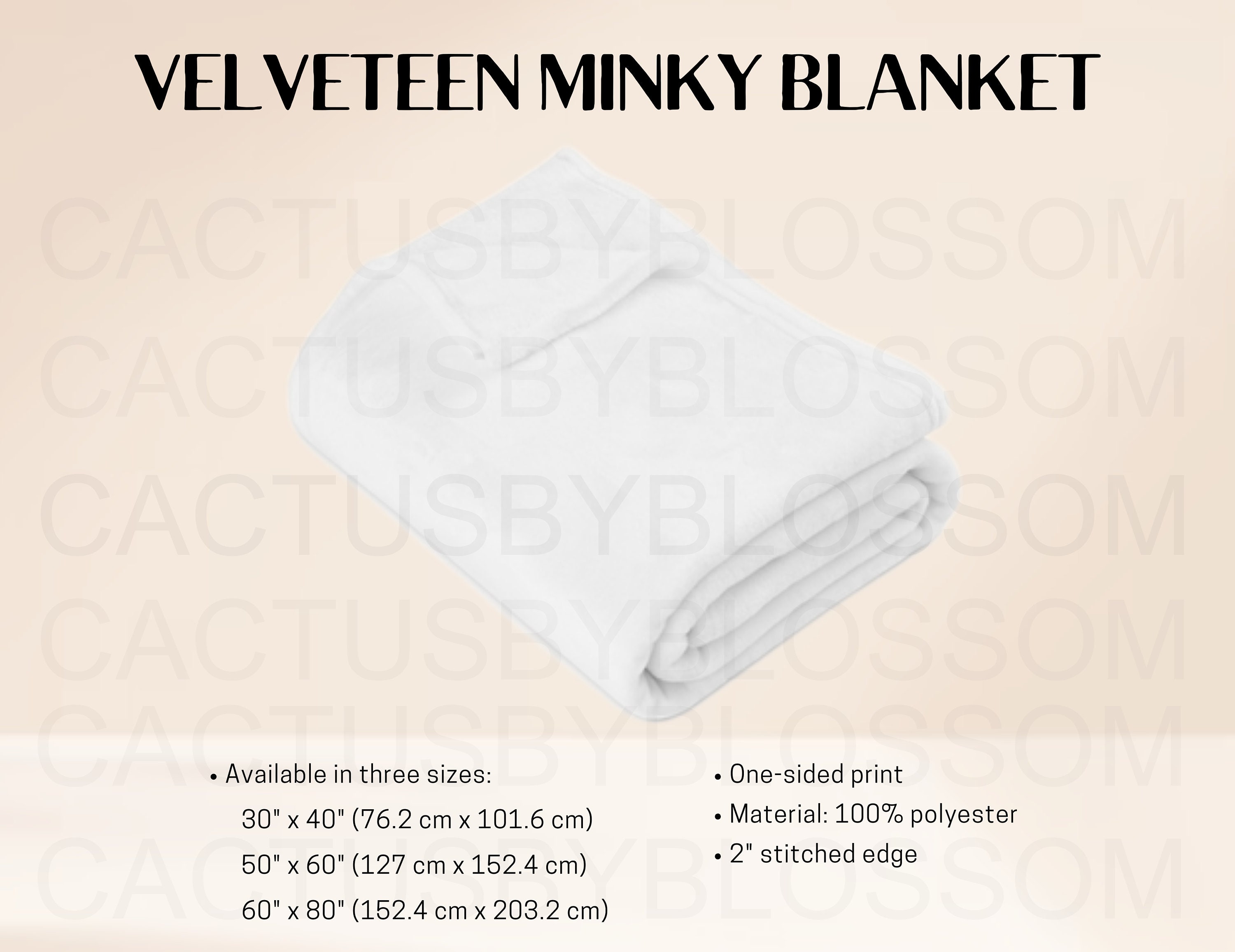 3 Size Chart Velveteen Minky Blanket Mockup Chart Blanket Sizing Chart