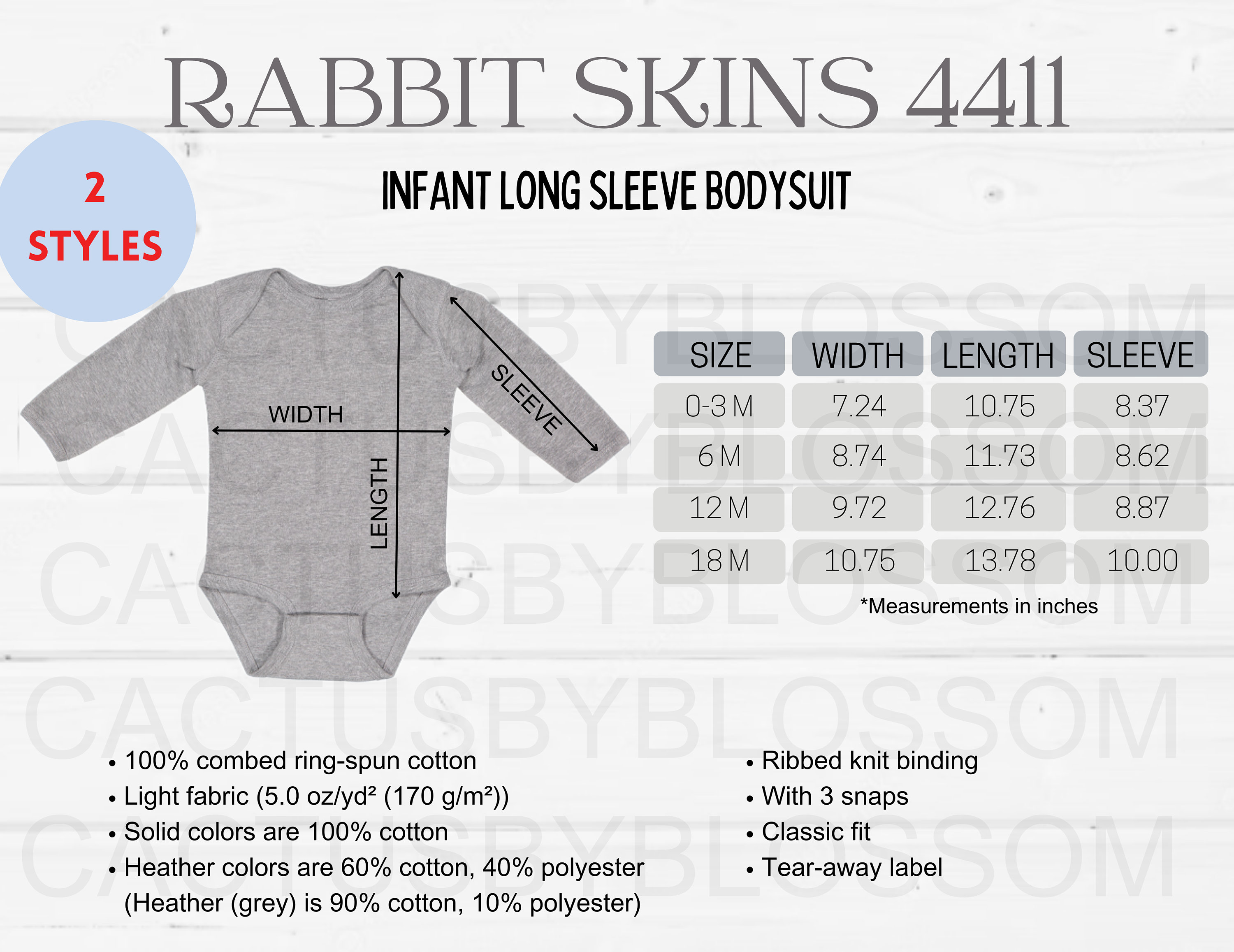 2 Size Chart Rabbit Skins 4411 Mockup Etsy Tool Infant Bodysuit Baby ...