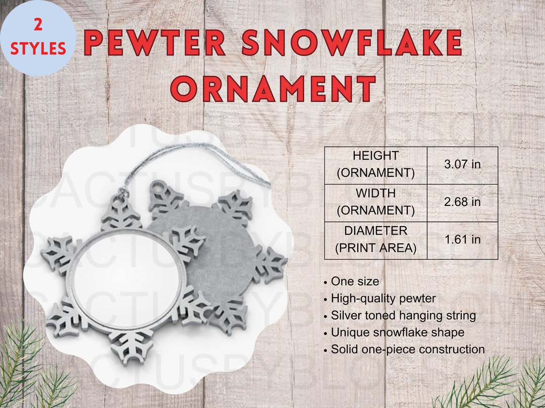 2 Size Chart Pewter Snowflake Ornament Mockup Chart Sizing Chart Etsy ...