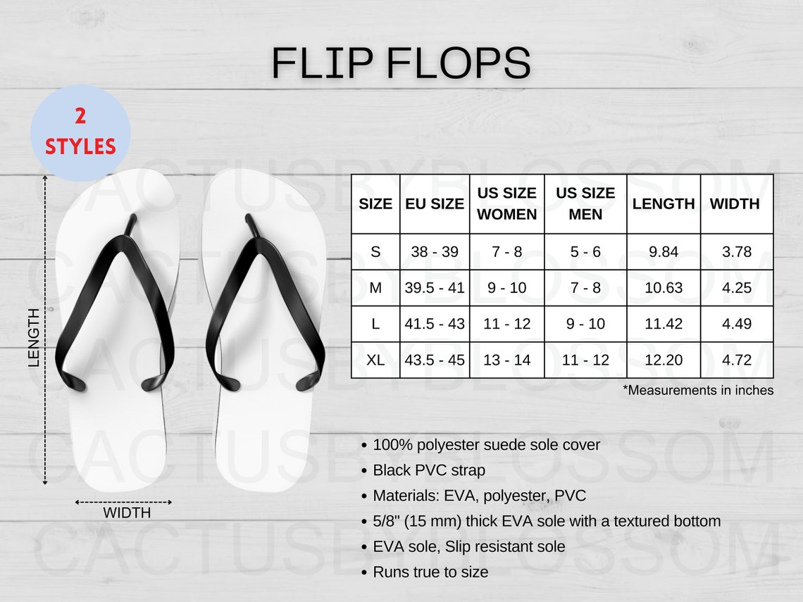 Floopi Size Chart 2 Size Chart Flip Flops Mockup Sizing All-over-prints Etsy Mockup ...