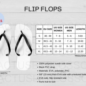 2 Größentabelle Flip Flops Mockup Größenauswahl All-over-Prints Etsy Mockup Printify Listing Print on Demand Etsy neuer Verkäufer AOP POD Flip Flops Etsy