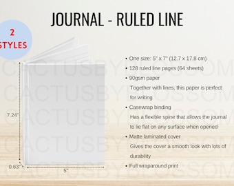 2 Size Chart Journal - Ruled Line Mockup chart AOP All Over Print Size Chart Etsy Mockup Hardcover Journal Etsy New Seller mockup Printify