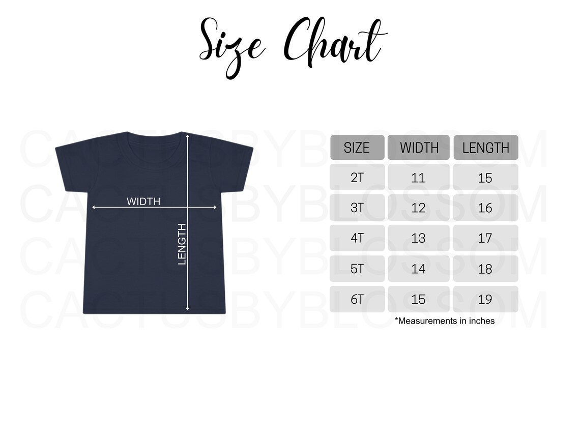 2tg Size 2 Size Chart Color Chart Gildan 64500P Toddler T-shirt Mockup Etsy ...
