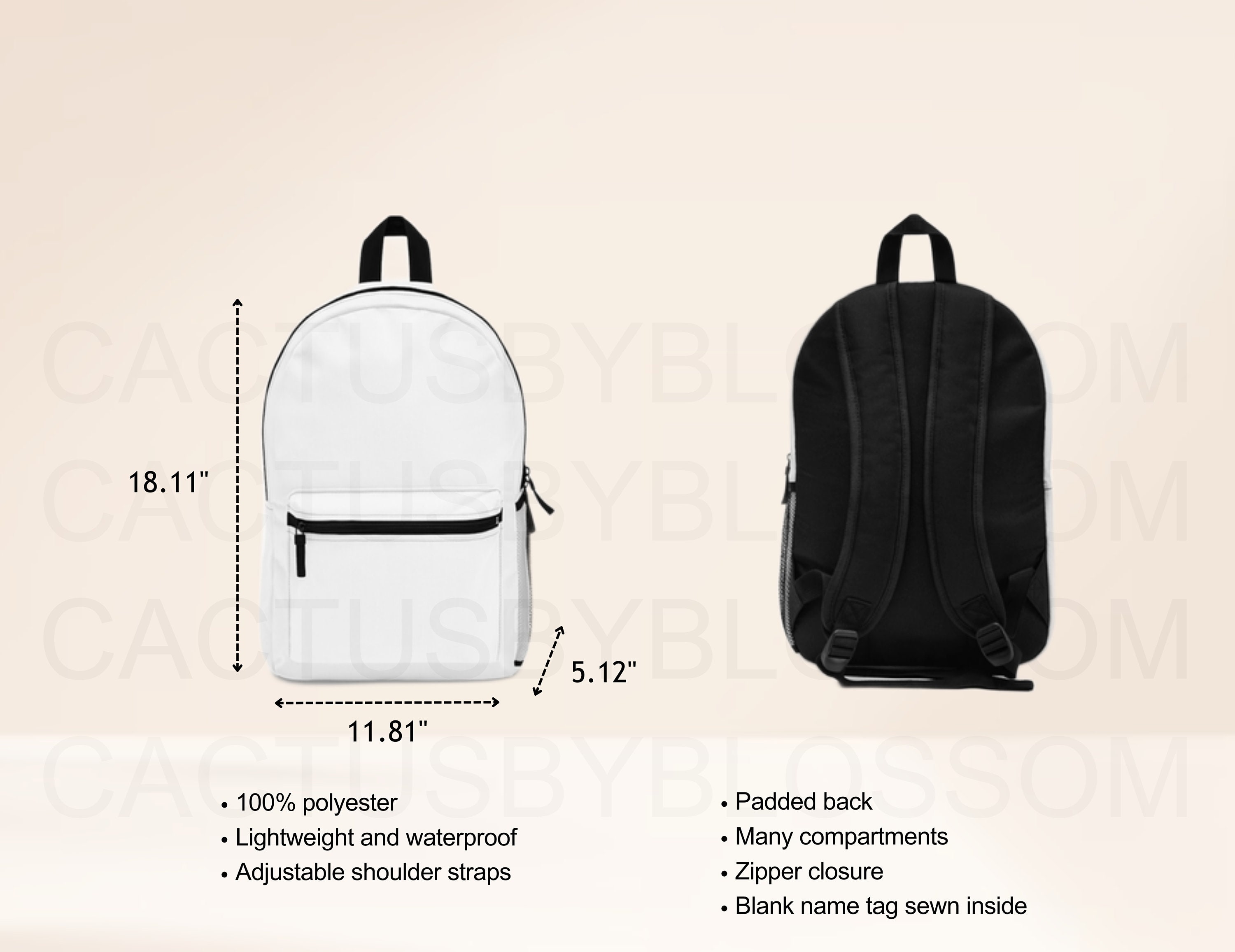 2 Size Chart Backpack Mockup Etsy Tool Polyester Backpack Size Chart