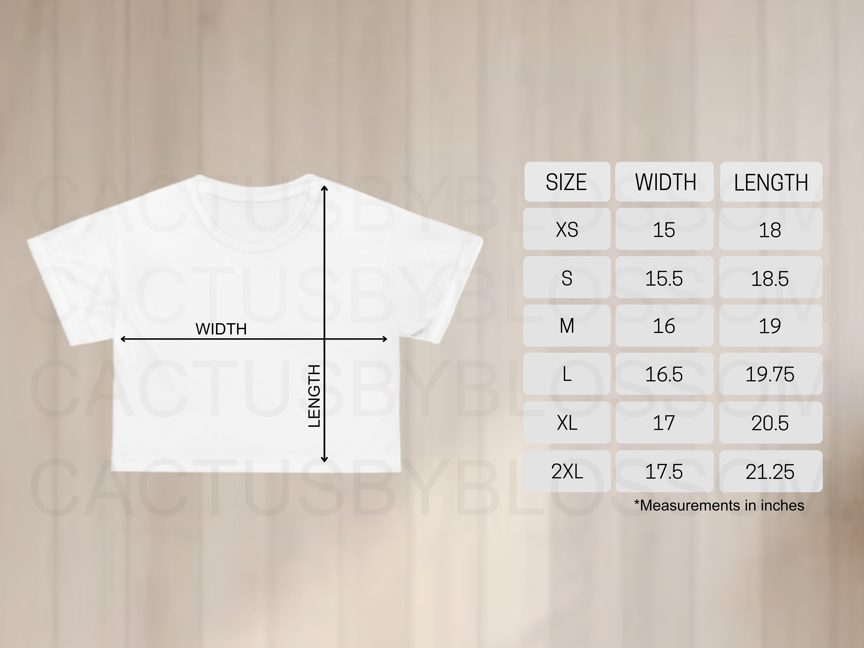 2 Size Chart Women Crop Tee Mockup Chart AOP All Over Print Size Chart ...