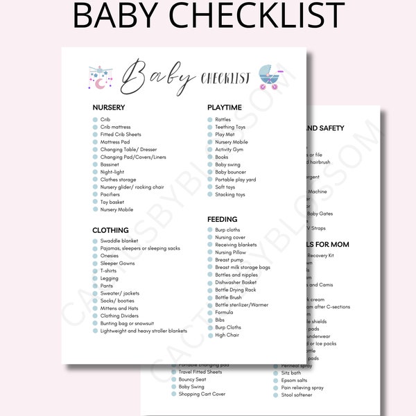 Baby registry Checklist Tracker Newborn Checklist for baby registry list baby shower list for new born Log infant registry checklist tracker