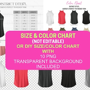 PAQUETE Tabla de tallas Tabla de colores Tabla de bricolaje District DT137L Camiseta de tirantes Perfect Tri Rocker para mujer Herramienta de maqueta Maqueta de Etsy Tallas XS-4XL 10 colores etsy