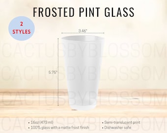 2 Size Chart 16oz Frosted Pint Glass mockup Etsy tool AOP Size Chart Etsy mockup Beer Glass printify mock up listing etsy new seller listing
