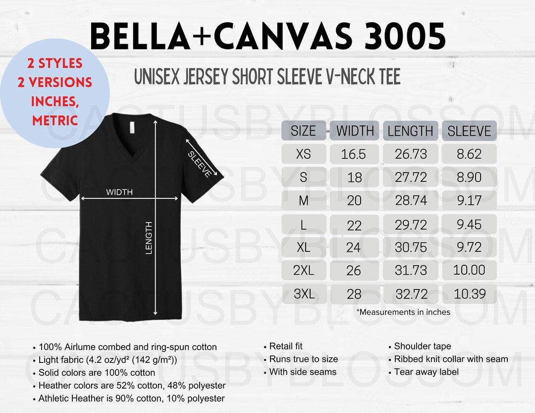 4 Size Chart Bella Canvas 3005 Mockup Etsy Tool Tshirt Size Chart V