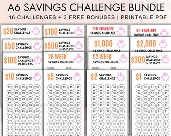 Bundle 18 Money Savings Challenge tracker for emergency fund beginner saver tracker saving money easy challenge for kid savings starter fund