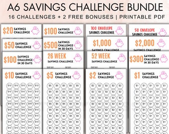 Bundle 18 Money Savings Challenge tracker for emergency fund beginner saver tracker saving money easy challenge for kid savings starter fund