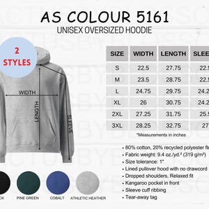 As colour hoodie size chart hotsell