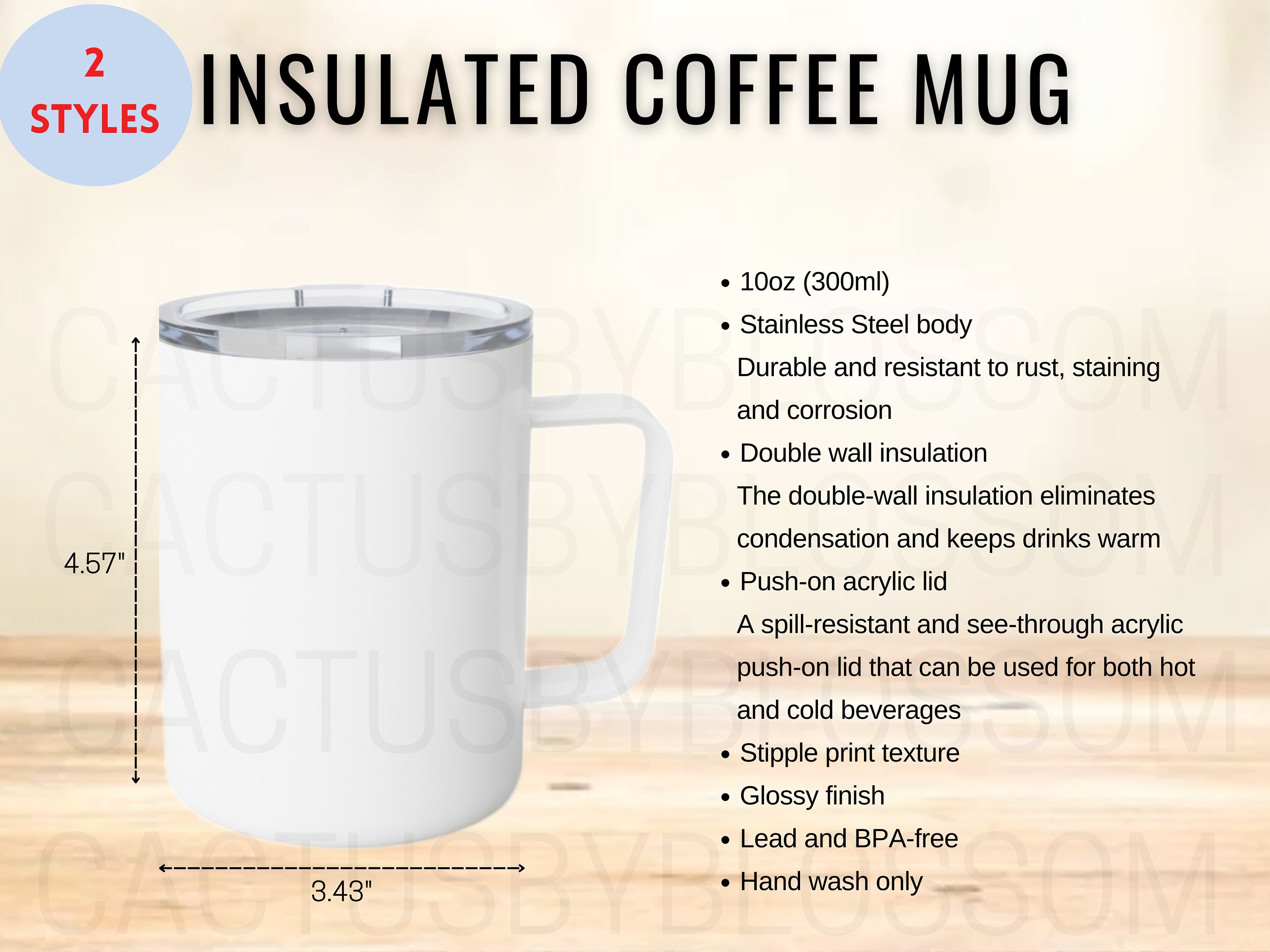 2 Size Chart 10oz Insulated Coffee Mug Mockup Chart Coffee Cup Sizing ...