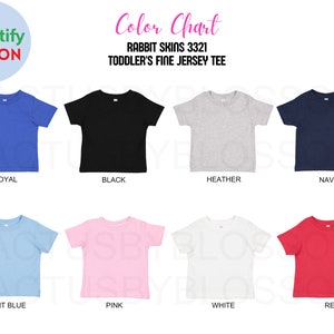 3 Color Chart Rabbit Skins 3321 mockup Etsy tool Toddler Fine Jersey Tee Color Chart Etsy mockup Toddler 13 colors etsy new seller printify