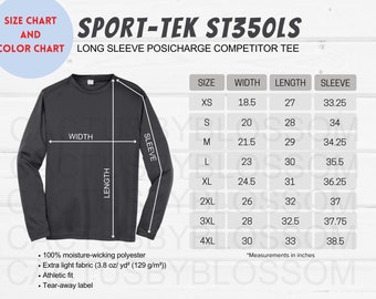 BUNDLE Size Chart Color Chart Sport-tek ST350LS Mockup Long Sleeve