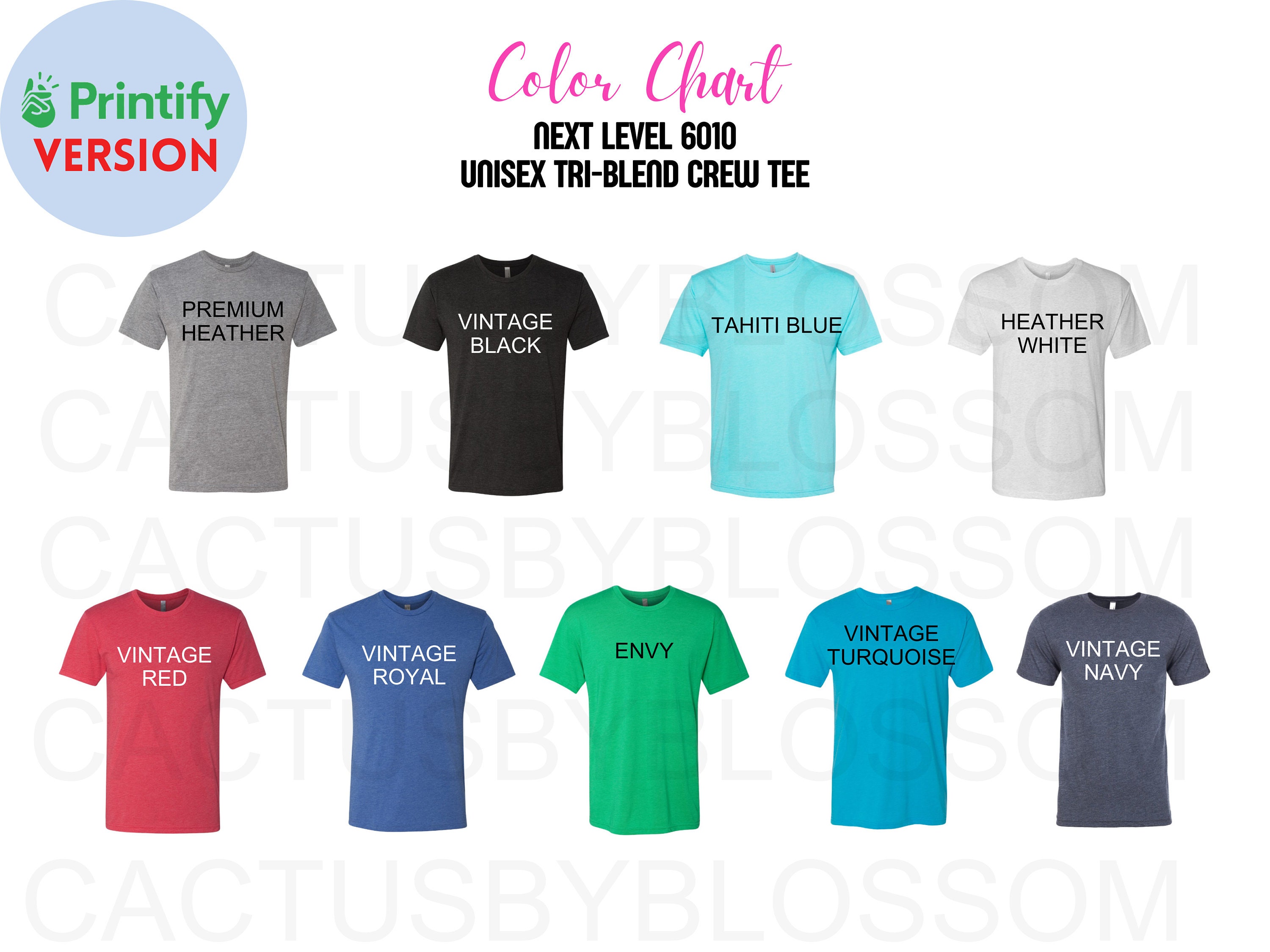 3 Color Chart Next Level 6010 Mockup Etsy Tool Unisex Triblend Crew