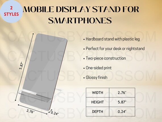 2 Size Chart Mobile Display Stand for Smartphones All over Print AOP Etsy tool Size Chart Etsy mock up Printify mock etsy new seller listing