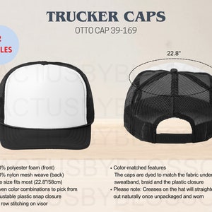 2 Tabla de tallas Gorras de camionero Maqueta de gorra Otto 39-169 Tabla de tallas Maqueta de Etsy POD Maqueta de gorra Printify AOP Maqueta de gorra Tapa Etsy nuevo vendedor Todo impreso