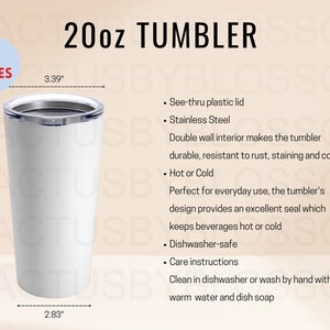 2 Size Chart 20oz Tumbler Mockup chart Tumbler Sizing Chart Etsy Listing tool Mock up Size 20 Etsy Tool Tumbler printify Mockup New Seller