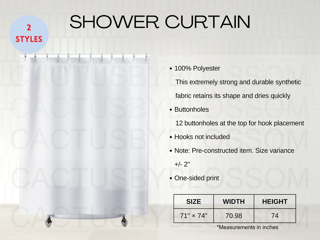 2 Size Chart Shower Curtain Mockup Sizing All-over-prints Etsy Mockup ...