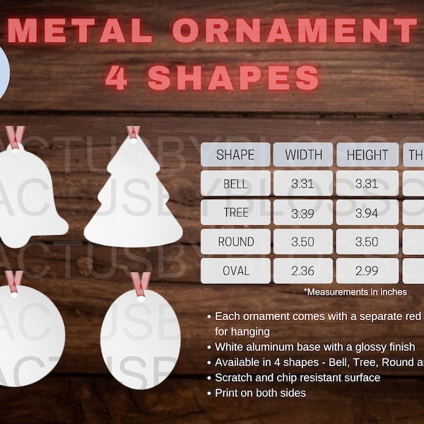 2 Size Chart Metal Ornament Mockup chart Ornament Sizing Chart Etsy Listing tool 4 Shape mockup Christmas Holiday printify Mockup New Seller