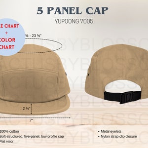 PAQUETE Tabla de tallas Tabla de colores Gorra de 5 paneles Yupoong 7005 maqueta Tabla de tallas Etsy maqueta POD Printful AOP gorra maqueta de sombrero Tapa etsy nuevo vendedor