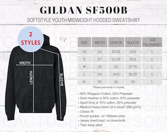 フーディー サイズ表 I Gildan SF500 サイズ表 | フーディー