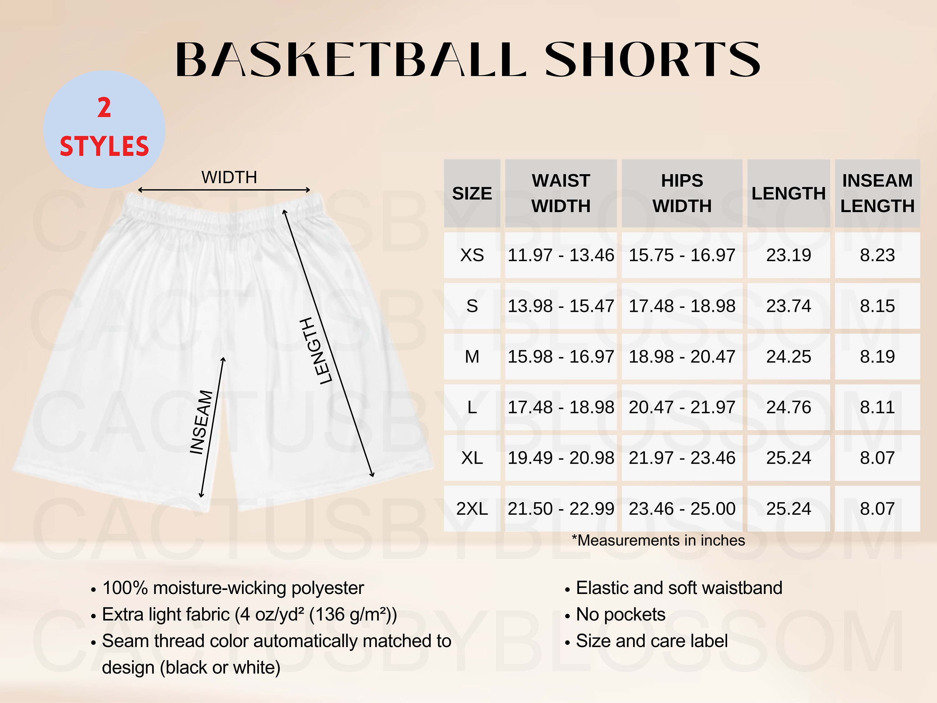 2 Size Chart Basketball Shorts (AOP) Mockup Etsy Tool Sizing