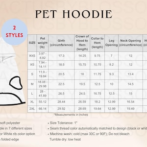2 サイズ表 ペットパーカー モックアップ Etsyツール サイズ XXS-2XL 全面プリントチャート 犬 Etsy モックアップ 猫 Printify ファーベイビー リスト 新規販売者