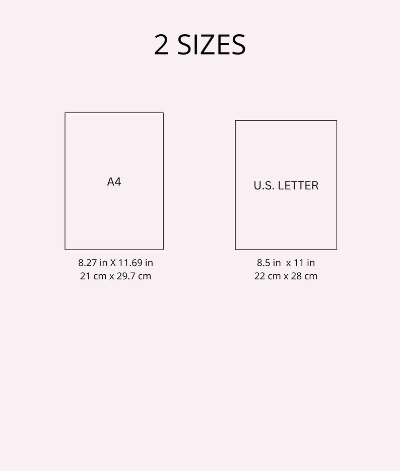 May include: Two paper sizes are shown: A4, 8.27 inches by 11.69 inches, 21 centimeters by 29.7 centimeters, and U.S. Letter, 8.5 inches by 11 inches, 22 centimeters by 28 centimeters.