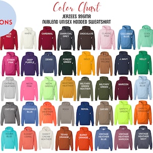 3 Color Chart Jerzees 996MR mockup for Etsy tool Nublend Hooded Sweatshirt for Etsy mock up color listing 50 Sweat color for new etsy seller