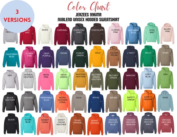 3 Color Chart Jerzees 996MR Mockup for Etsy Tool Nublend Hooded