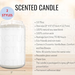 2 Size Chart Scented Candle Mockup chart Jar Candle Sizing Chart Etsy Listing tool Printify Size 13.75 oz Etsy Tool Mockup New Seller AOP