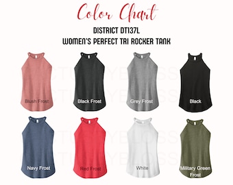 Color Chart District DT137L mockup for Etsy tools Women Perfect Tri Rocker Tank for Etsy mock up listings 8 Tank colors for new etsy seller