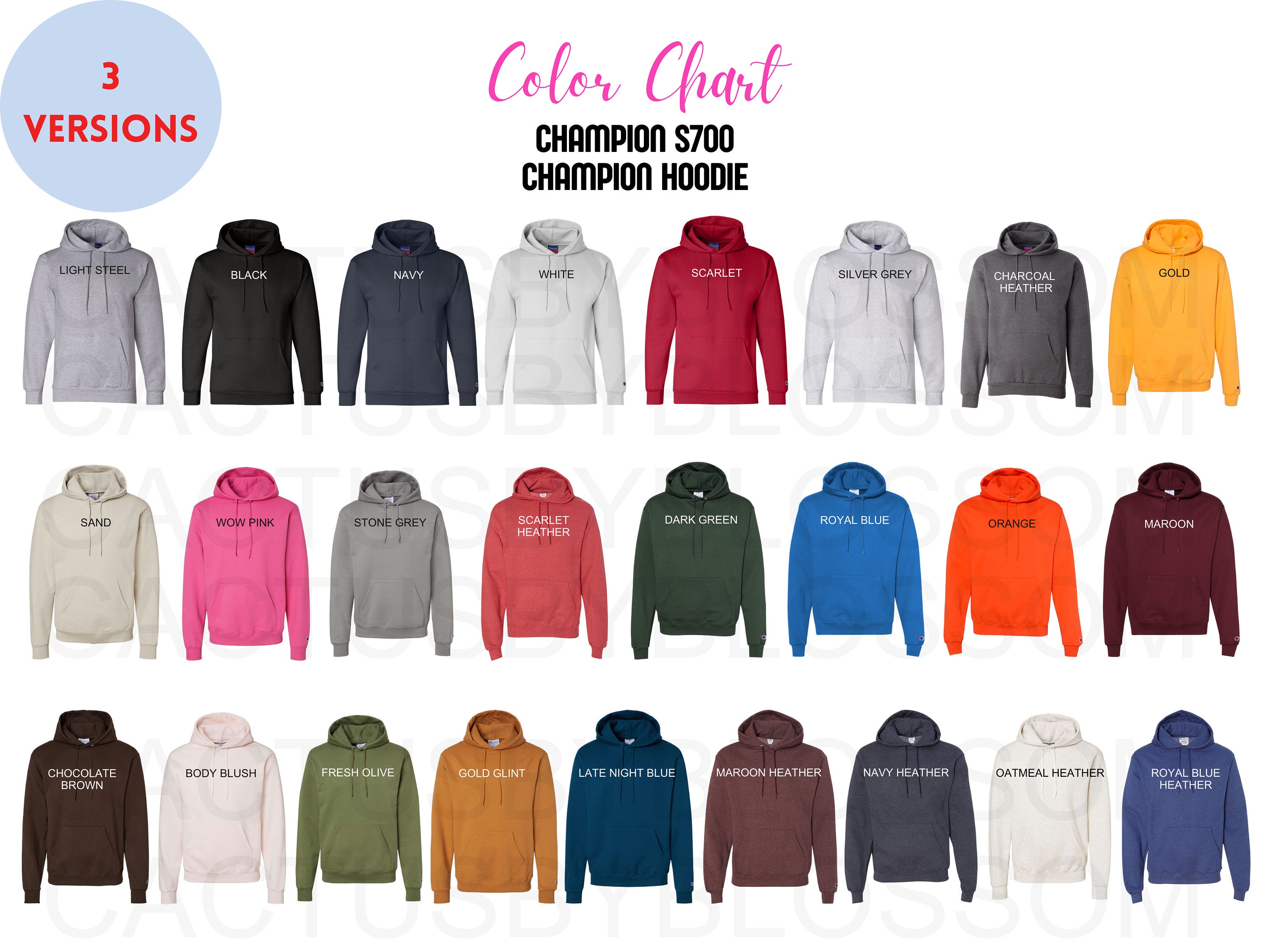 3 Color Chart Champion S700 Mockup Etsy Tool Champion Hoodie Etsy Mockup Tool Etsy Color Listing 25 Color Hoodie Printify New Etsy Seller Etsy