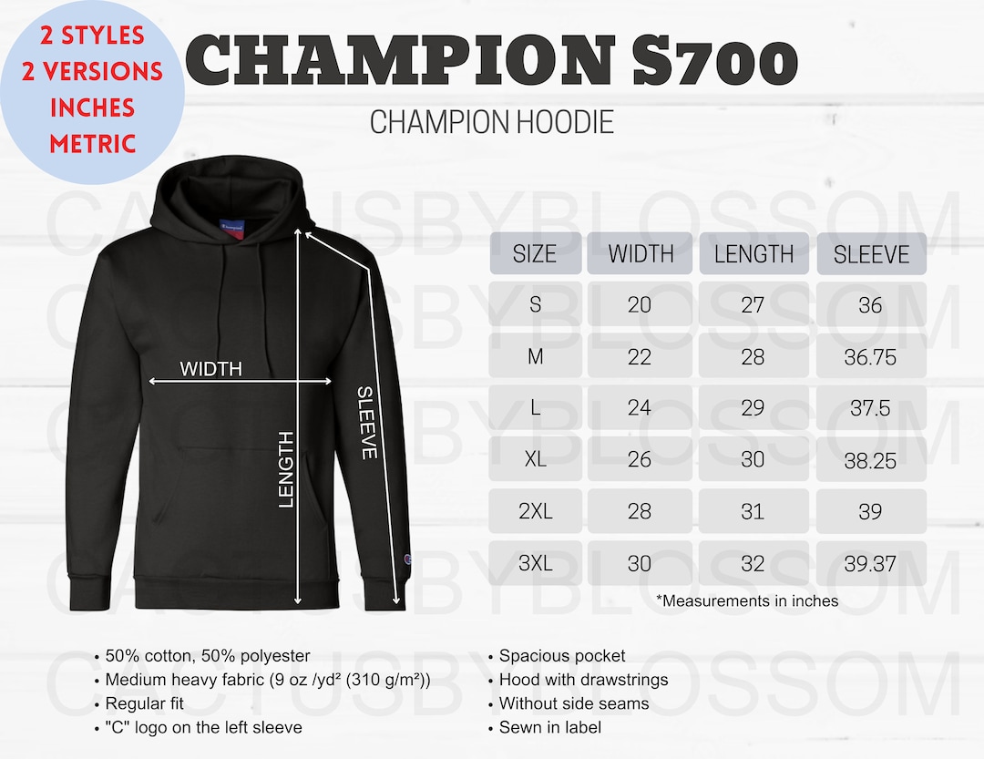 Champion hoodie sizing hotsell