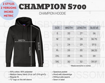 4 Size Chart Champion S700 Mockup chart Champion Hoodie Size Chart Etsy Mockup Size S 3XL Hoodie Etsy New Seller mock up metric printify