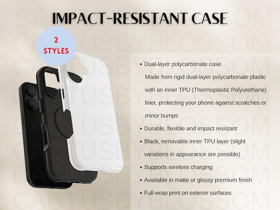 2 Size Chart Impact-Resistant Case Mockup chart Phone case Sizing Chart Etsy Listing tool Mockup Etsy POD generic case AOP printify new sell