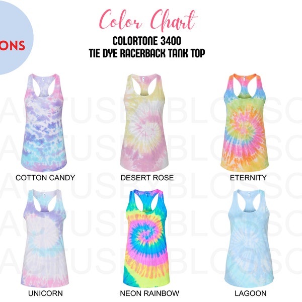 2 Color Chart Colortone 3400 mockup Etsy tool Tie-Dye Racerback Tank Top for Etsy mock up color listing 6 tank color for new etsy seller