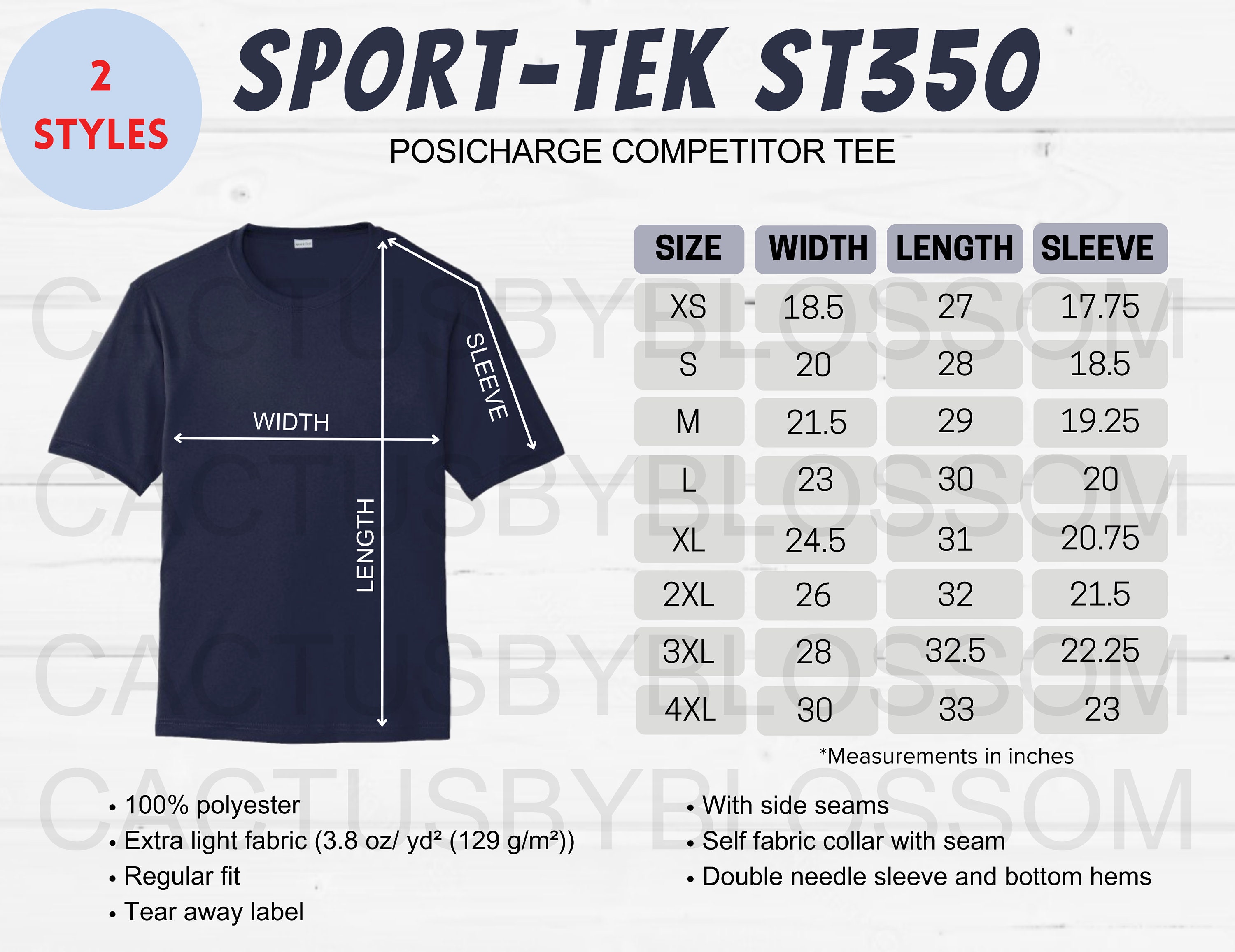 2 Size Chart Sporttek ST350 Mockup for Posicharge Competitor Tee