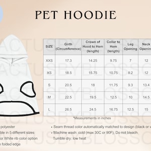 Tabla de tallas de 2, maqueta de sudadera con capucha para mascotas, herramienta de Etsy, tallas XXS-L, tabla de estampados completos, maqueta de perrito para Etsy, listado de gato para imprimir, bebé peludo, Etsy, nuevo vendedor