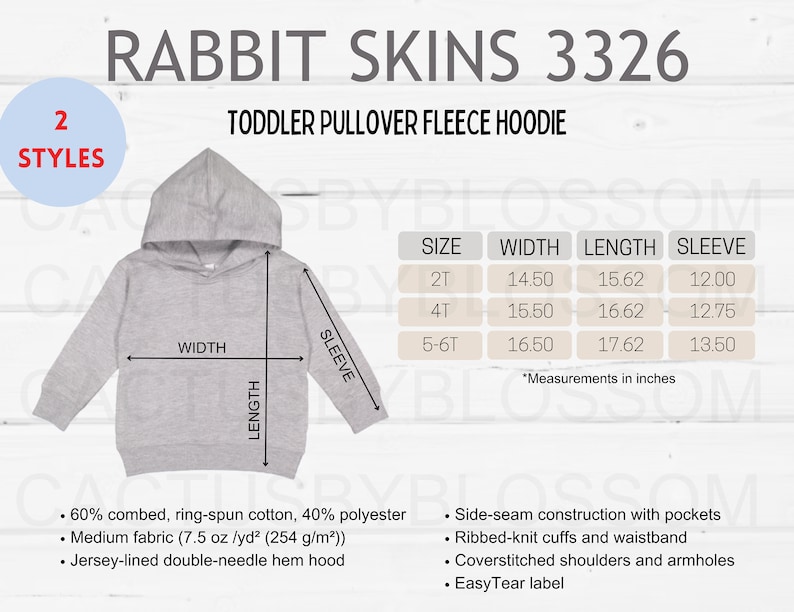 2 Size Chart Rabbit Skins 3326 Mockup Etsy Tool Pullover Fleece Hoodie
