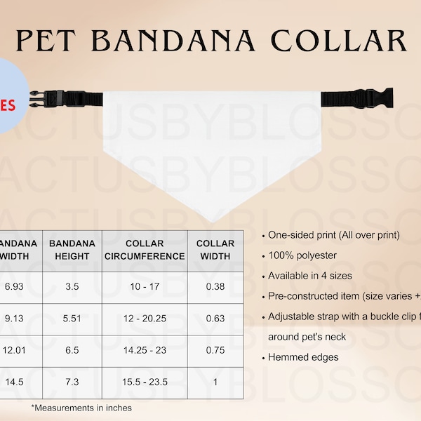 Pet Collar Sizing Chart Etsy