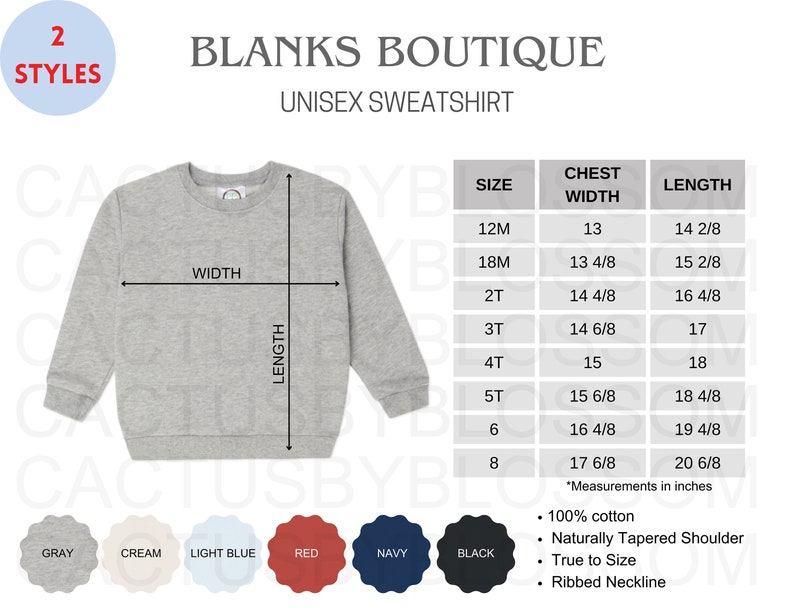 2 Size Chart Color Chart Blanks Boutique Mockup Etsy Tool Unisex