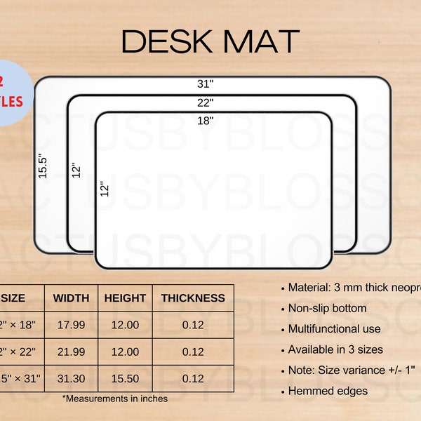 2 Size Chart Desk Mat Mockup chart AOP All Over Print Size Chart Etsy Mockup Desk Mat Etsy New Seller mockup Printify POD Print on Demand